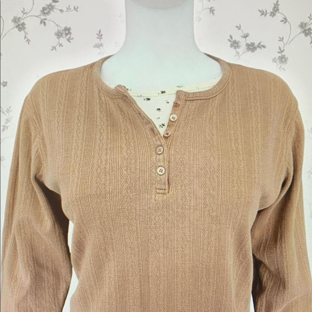 Women's Tan Button-Up Top